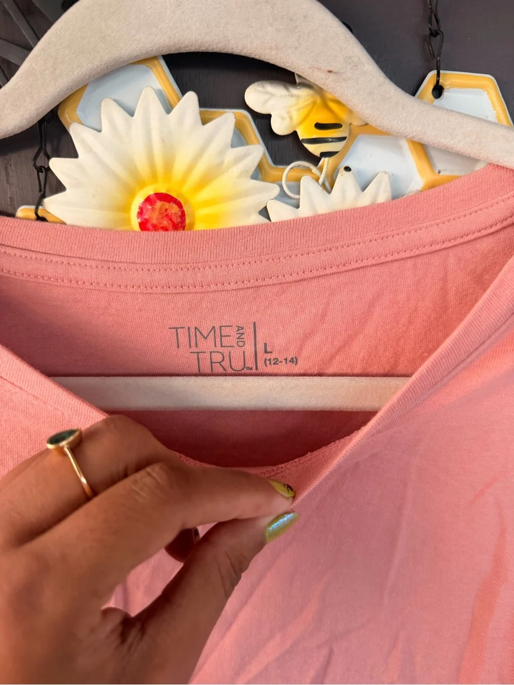Time and Tru Long Sleeve Crewneck Top - Rose